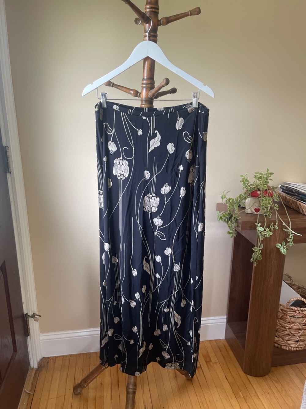 Josephine Chaus Black Maxi Skirt with Cream Floral Print